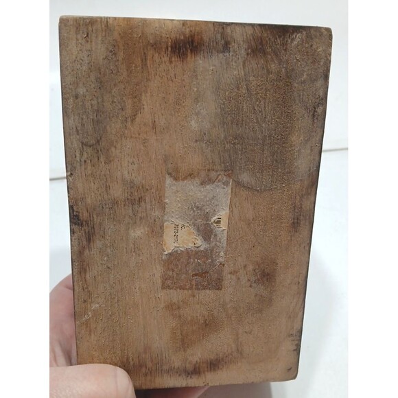 Folk Art Wooden Rusted Metal Flower Design Hinged Jewelry Trinket Stash Box - Picture 5 of 7